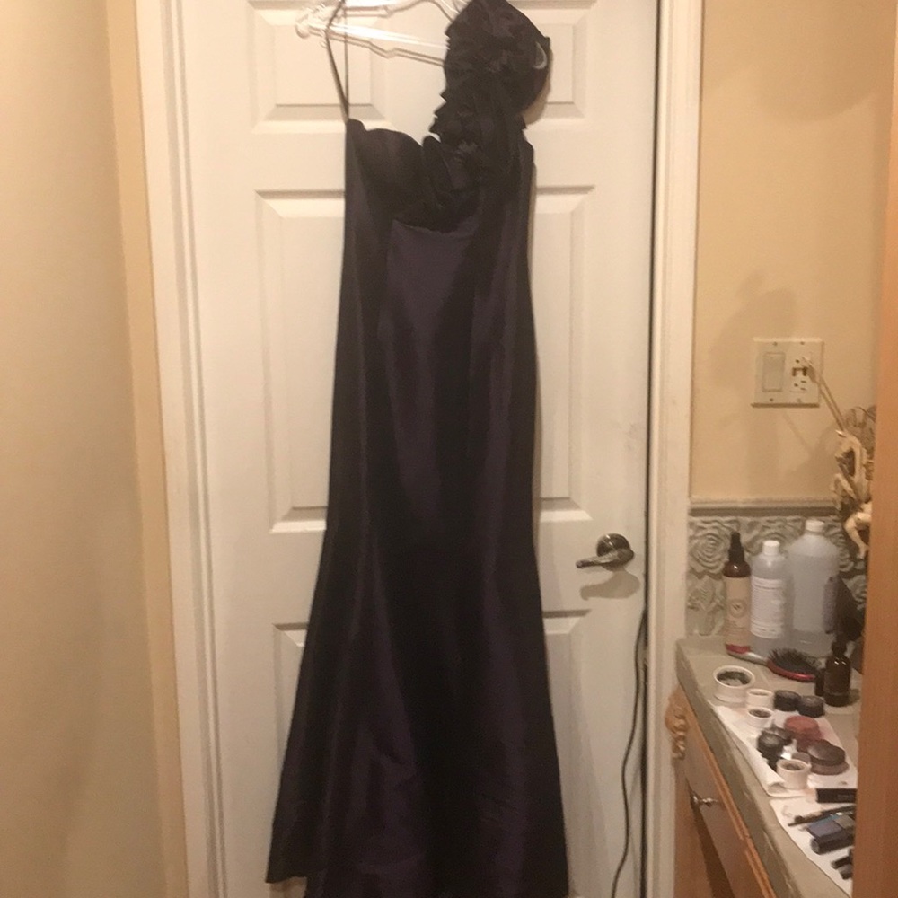 Jovani one shoulder maroon purple mermaid gown